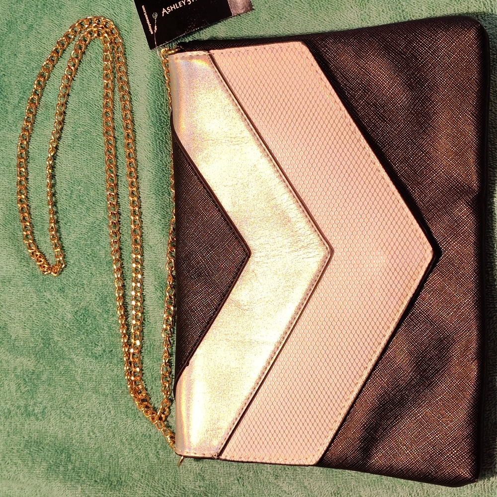 Ashley Stewart NWT black and Silver Cross body